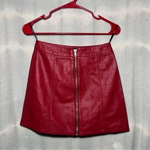 FOREVER 21 Red Leather Skirt with Zipper